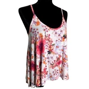 ANNIANA Floral Print Spaghetti Strap Tank Top Size Medium